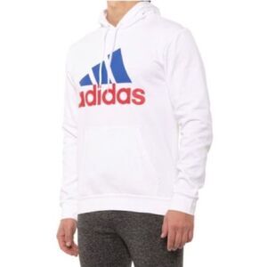 Adidas Men's BOS Adidas Hoodie Sweatshirt White Blue Two Tone SMU Badge of Sport